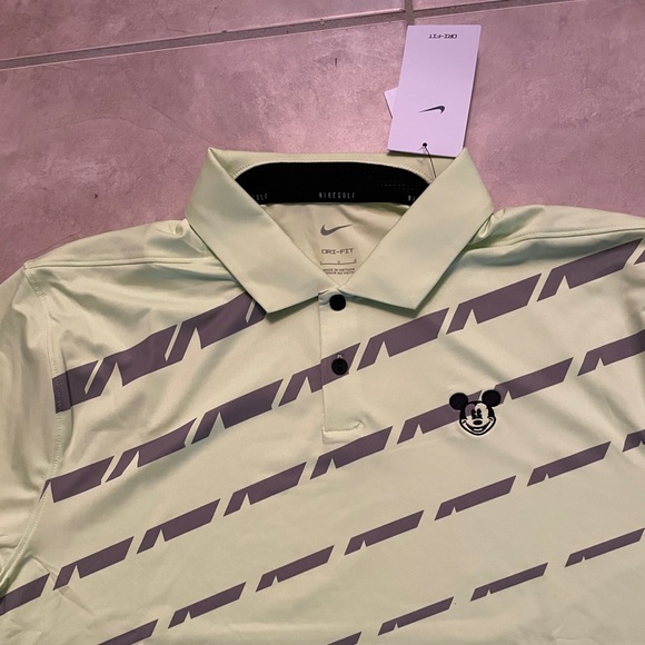 Disney Nike Golf Mickey Mouse Dri-Fit Men’s Polo Shirt Neon Green NEW w/ Tag - Picture 2 of 4